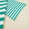 Women's Green Stripe Colorblock Collar Half Button T-Shirt - Casual Summer Style - Image 14