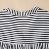 Plus Size Black Stripe Short Sleeve Buttoned V Neck Mini Dress with Pockets - Image 8