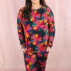 Black Plus Size Printed Long Sleeve and Pants Lounge Set for Women - Image 4