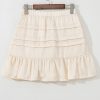 Women's Beige Tiered Ruffled Hemline Mini Skirt with Elastic Waist - Image 7