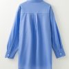 Women's Blue Boyfriend Chest Pocket Tunic Shirt - Casual Long Sleeve Top - Image 7