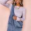 Women's Dusk Blue Sleeveless U Neck Denim Romper with Pocket - Image 3