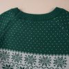 Women's Plus Size Green Christmas Snowflake Pattern Drop Shoulder Sweater - Image 8