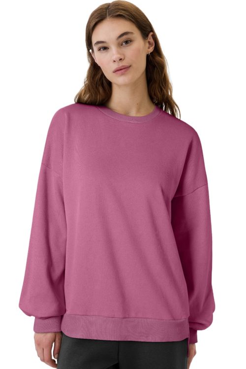 Women's Valerian Solid Fleece Lined Drop Shoulder High Low Sweatshirt