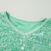 Women's Moonlight Jade Sequin Batwing Sleeve V Neck Velvet Blouse for Night Out - Image 10