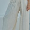 Women's White Casual Tie Waist Pleated Wide Leg Pants for Summer - Image 8