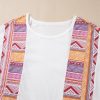 Women's White Western Aztec Print Patchwork Ruffled Tunic Long Sleeve Babydoll Top - Image 10