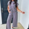 Women's Wild Wind Solid Corded Knit Short Sleeve T-Shirt and Wide Leg Pants Set - Image 5