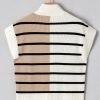 Women's Black Stripe Colorblock Quarter Zip Collar Sweater Vest - Stylish and Modern - Image 11