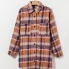 Women's Multicolour Plus Size Plaid Print Collared Button-Up Jacket for Winter - Image 16