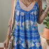 Women's Blue Floral Print Wide Leg Sleeveless Jumpsuit - Perfect for Summer Vacations - Image 5