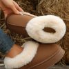 Women's Chestnut Plush Suede Trim Thick Sole Flat Snow Boots for Ultimate Comfort - Image 2