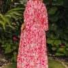 Rose Plus Size Floral V Neck Wide Sleeve Maxi Dress for Curvy Women - Image 2