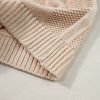 Women's Pale Khaki Solid Color Cable Knit Ribbed Loose Sweater - Cozy and Stylish - Image 7