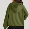 Women's Moss Green Solid Oversized Hoodie with Kangaroo Pocket - Image 2