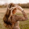 Women's Brown Leopard Smocked Neck Mesh Long Sleeve Bodysuit - Chic & Trendy - Image 8