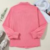 Women's Bonbon Pink Corduroy Flap Detail Button Up Split Shacket - Image 7