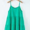 Women's Sea Green Textured Buttoned Mini Dress with Thin Straps - Image 12