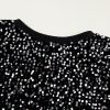 Women's Black Sequined Long Sleeve Crew Neck Cropped Blouse - Image 12