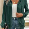 Women's Evergreen Ribbed Zip Up Front Drawstring Hoodie - Trendy and Comfortable - Image 6