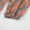 Women's Orange Paisley Print Loose Fit Drawstring High Waist Mini Dress - Image 10