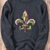 Women's Gray Mardi Gras Symbol Graphic Corded Pullover Sweatshirt - Image 5