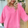 Women's Bonbon Mineral Washed V Neck Long Sleeve T-Shirt with Bracelate Sleeves - Image 5