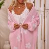 Women's Pink Floral Print Knitted Open Front Cardigan - Image 9