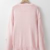 Women's Pink Floral Embroidered Oversized Sweater - Cozy Knit Design - Image 5