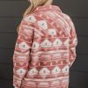 Plus Size Women's Pink Aztec Print Shacket with Chest Pockets - Image 2