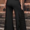 Women's Black Boho Lace Patchwork Wide Leg High Waist Pants - Elegant and Chic - Image 2