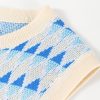 Women's Sky Blue Stripe Geometric Print Round Neck Slim Fit Sweater Vest - Image 7