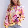 Women's Khaki Abstract Print Balloon Sleeve Sweater - Image 6