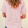 Women's Pink MERRY CHRISTMAS Santa Claus Printed Graphic T-Shirt - Image 5