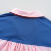 Women's Gossamer Pink Color Block Half Buttoned Ruffled Short Sleeve T-Shirt - Image 13