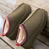 Women's Sage Green Contrast Print Suede Plush Lined Snow Boots - Image 8