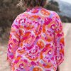 Women's Plus Size Pink Floral Print V-Neck Blouse - Image 2