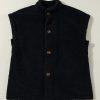 Women's Black Sherpa Stand Collar Jacket Vest - Image 7