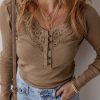 Women's Chestnut Anglaise Broider Ribbed Long Sleeve Top - Image 6