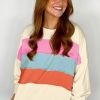 Women's White Colorblock Patchwork Crewneck Sweatshirt with Drop Shoulders - Image 2