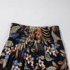 Women's Multicolour Floral Shirred High Waist Wide Leg Pants with Adjustable Tie - Image 11