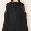 Women's Sleek Black Plush Quilted Zip Puffer Vest - Image 12