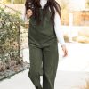 Women's Jungle Green Loose Fit Corduroy Overall with Pockets - Image 9