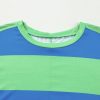 Women's Blue Colorblock Striped Drop Shoulder Long Sleeve Top - Image 8