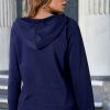 Women's Navy Blue Fleece Lined Zip-Up Hoodie for Ultimate Comfort - Image 2