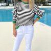 Women's Black Striped Long Sleeve Contrast Edge Top - Image 3