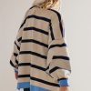 Women's Relaxed Fit White Colorblock Drop Shoulder Button Cardigan - Image 7