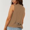 Women's Chestnut Solid Color V Neck Suit Vest - Image 2