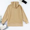 Women's Simply Taupe Oversized Hoodie - Chic Ribbed Knit with Buttoned Design - Image 9