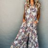 Women's Sky Blue Floral Sleeveless Wide Leg Jumpsuit with Pockets - Image 11